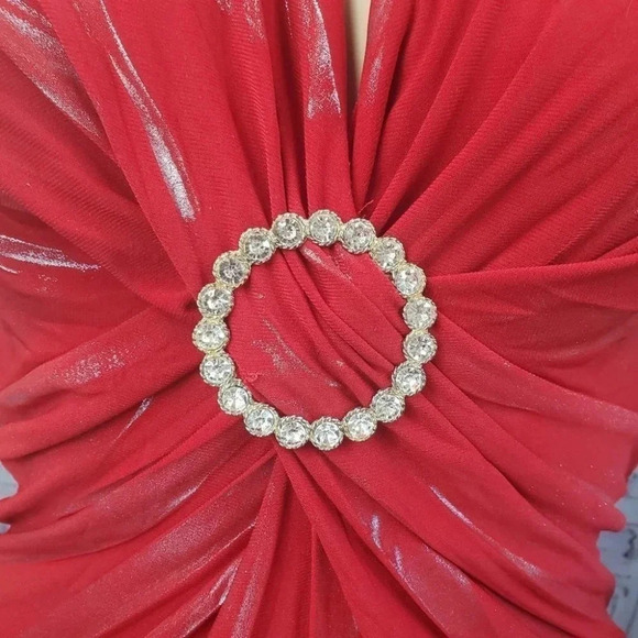 Red and Silver Halter top  Bodycon Party Dress Thigh Length Dress Size 7ish. - Picture 4 of 8